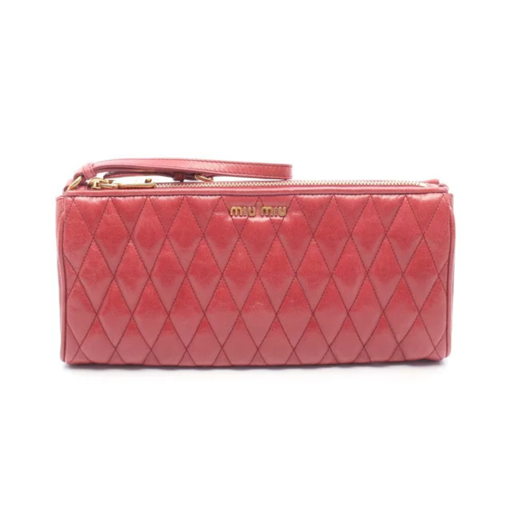 Miu Miu Matelasse Shoulder Bag Leather Red